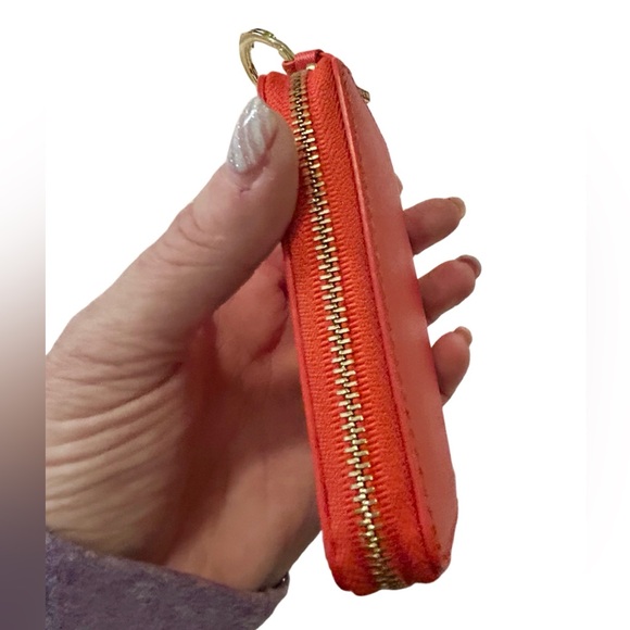 New Tory Burch Robinson Zip Coin Wallet – Orange Saffiano Leather - Picture 7 of 9